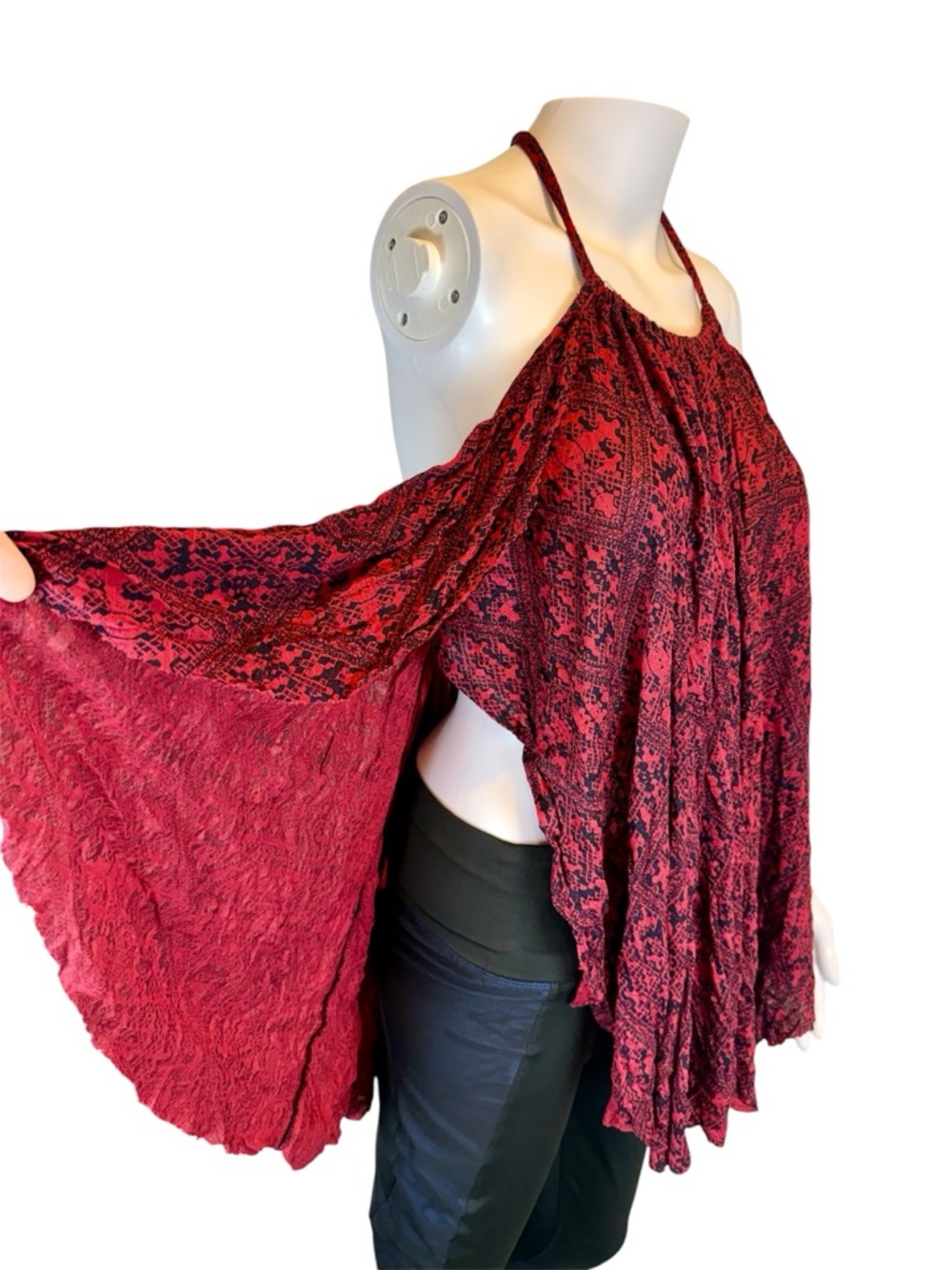 NWT Free People Double Dutch Flowy Halter Tank XS Oversized Handkerchief Hem